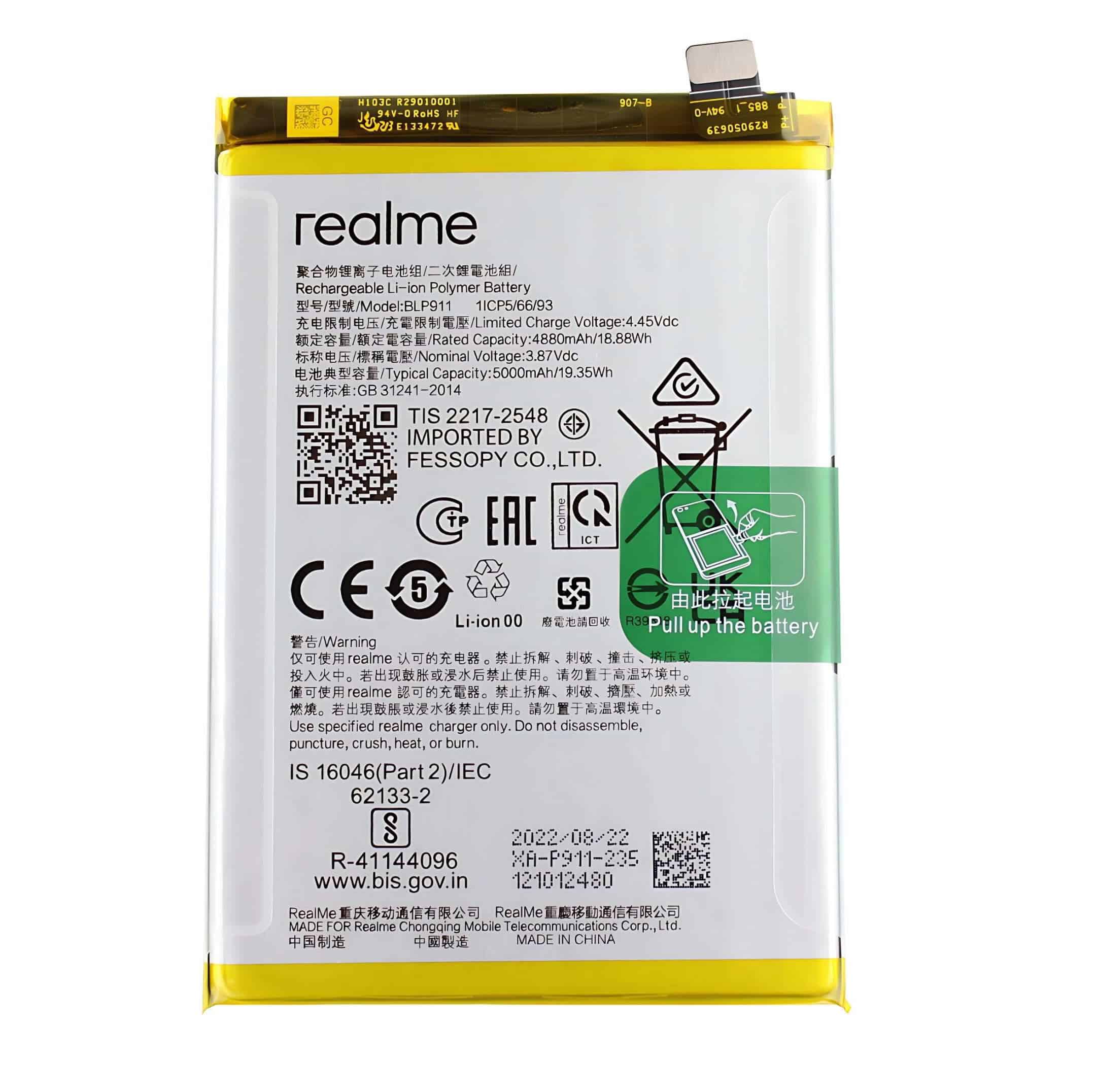 Original Realme 9 Pro 5G Battery Replacement Price in India Chennai 